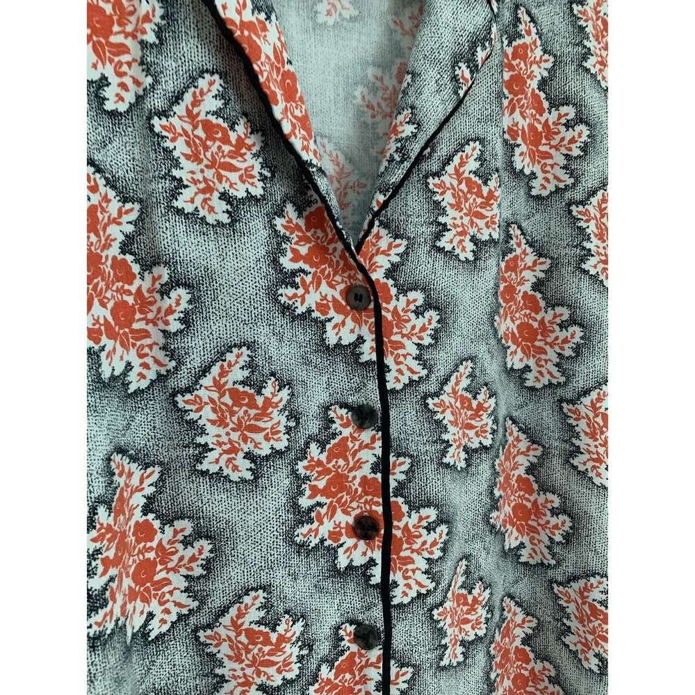 Topshop T-Shirt Dress Kimono Floral SZ US 6 Button Down Skater Resortwear Cabana - Picture 4 of 10